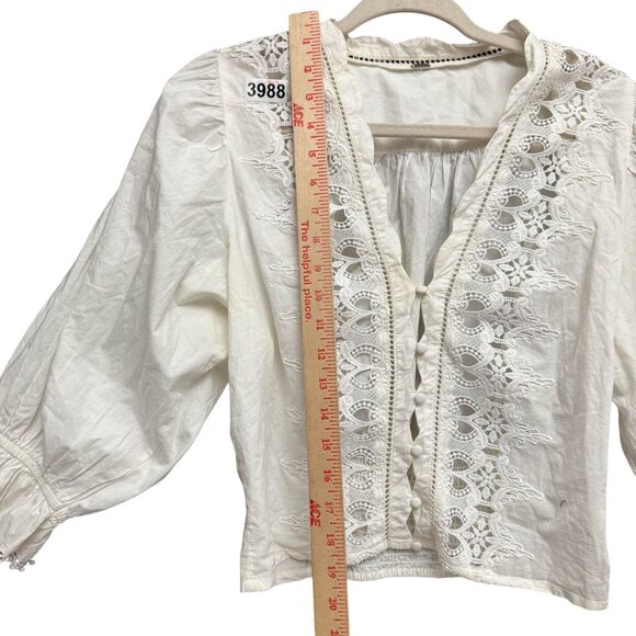Free People Women Louella Top White Embroidered Bohemian Cottagecore Aesthetic - Picture 8 of 9